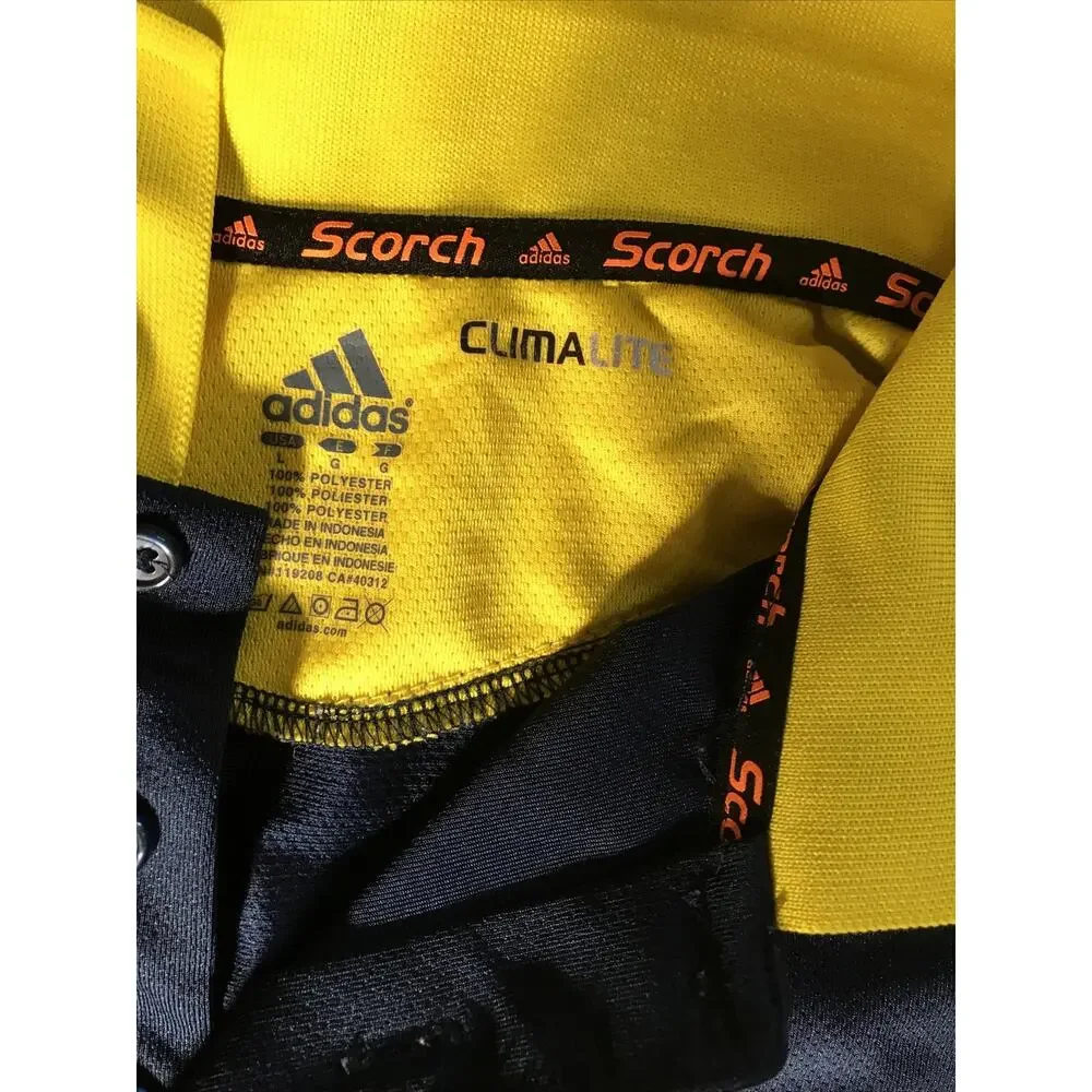 Michigan Wolverines Polo‎ Shirt Mens Large Blue Adidas Climalite Scorch Stretch